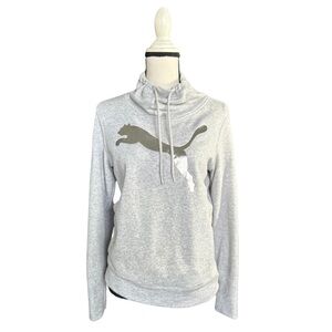 Puma Women’s Graphic Foil Gray Funnel Neck Sweater Sweatshirt